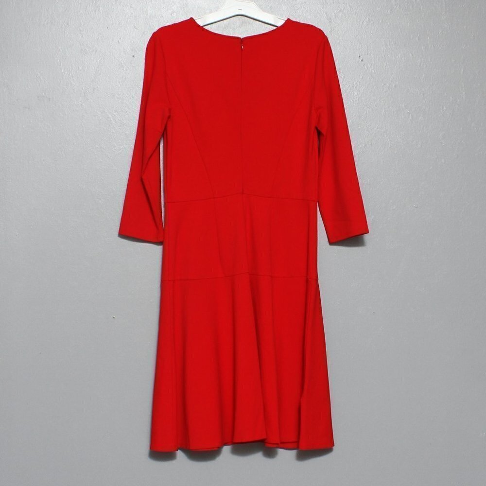 Ann Taylor red rayon blend crop sleeve fitted dress - Picture 2 of 5